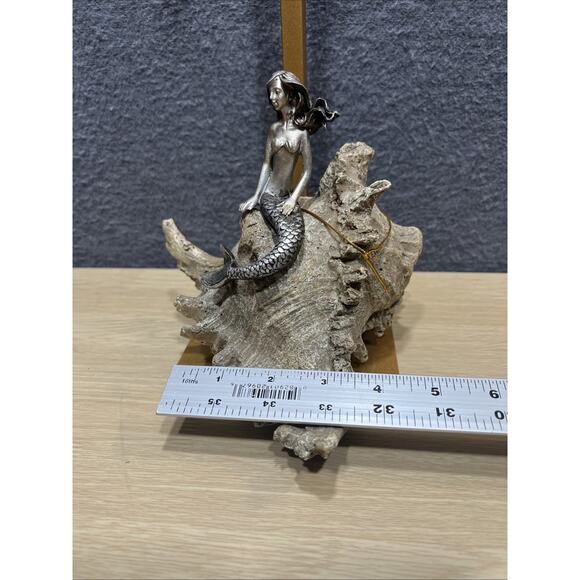 Mermaid on Seashell Resin Statue Figurine Nautical Decor 6.5" - Picture 7 of 7